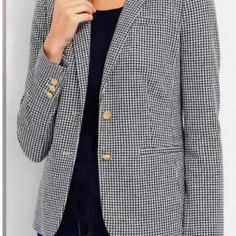 TALBOTS/WOMENS ABERDEEN HOUNDSTOOTH 2 BUTTON FRONT BLAZER JACKET